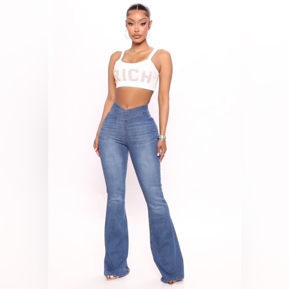 Fashion Nova Effortless Pull On Flare‎ Jeans - Picture 3 of 10